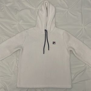 FILA Sherpa Fleece Women's White Hoodie Pullover M
